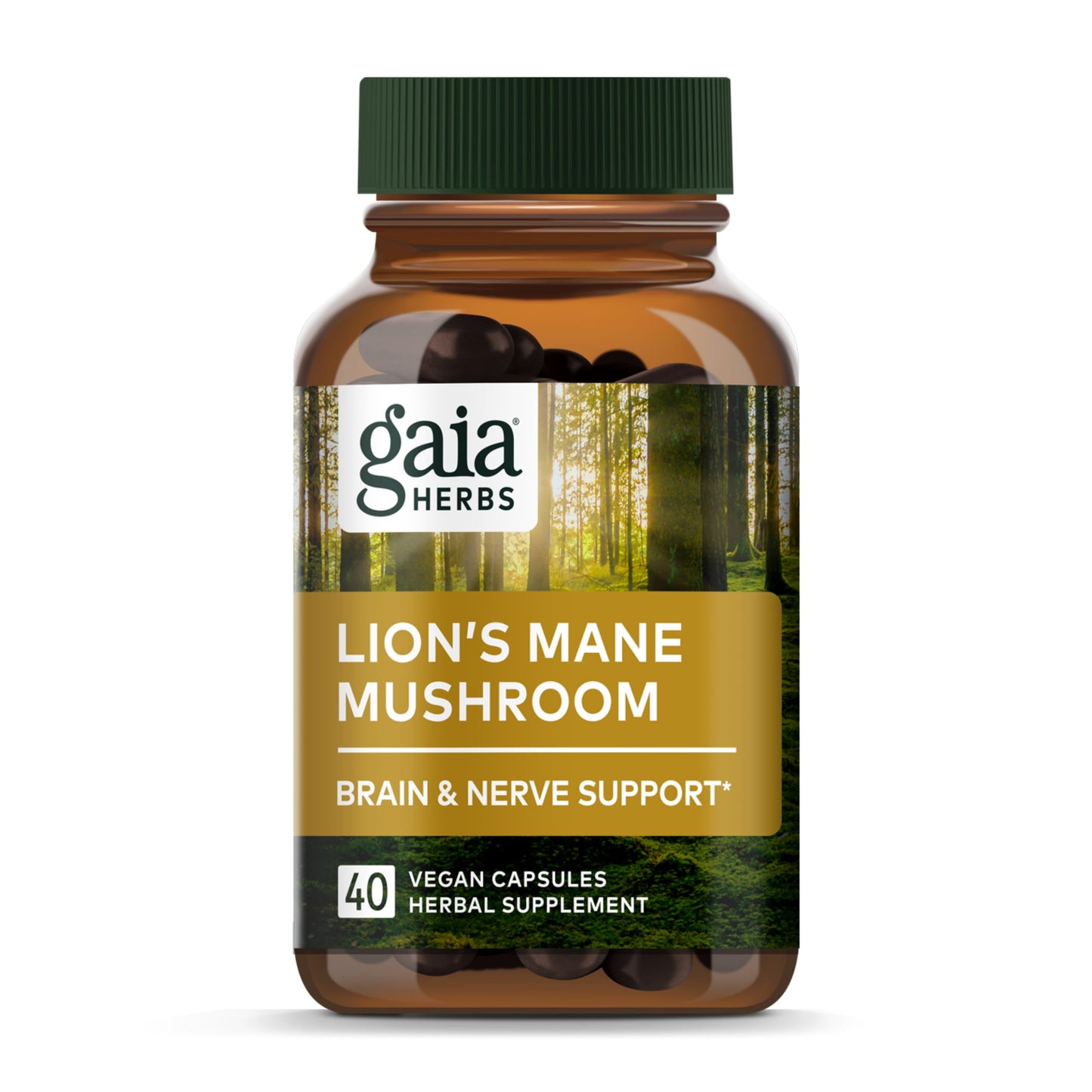 , Lion'S Mane Mushroom, Organic & Sustainably Sourced, Brain & Nerve Support, No Grain & Rice Fillers, Vegan Herbal Supplement, 40-Count